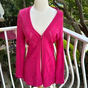 St. John Sport Pink Knit Long Cardigan Sweater